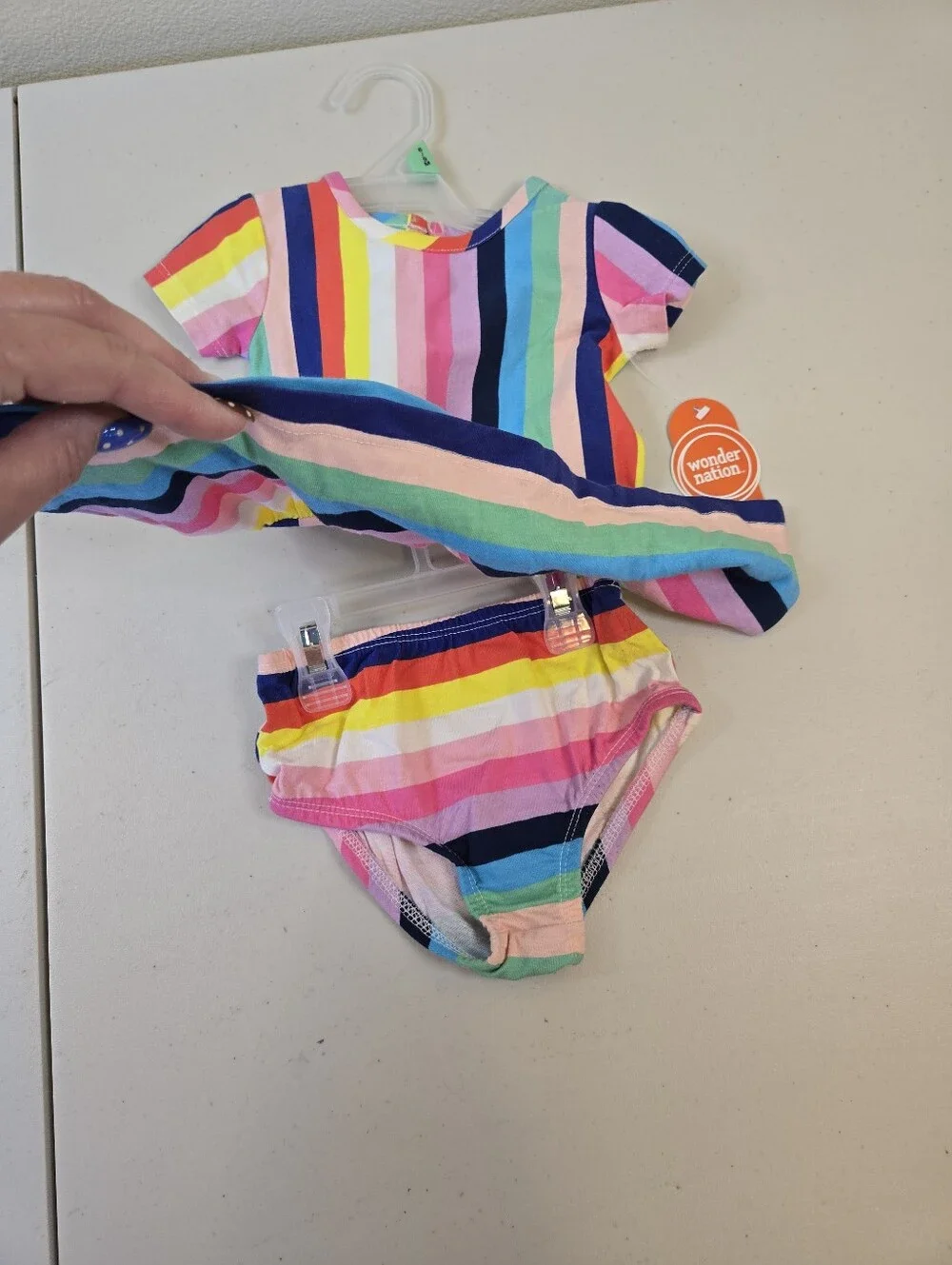 NWT Wonder Nation Striped 2 Piece Set Dress with Bloomers Size 6-9 Months